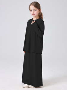 2026 ROHS puro colore Design semplice Top <span class=keywords><strong>con</strong></span> <span class=keywords><strong>spacco</strong></span> posteriore gonna islamica 8-15 anni set di <span class=keywords><strong>vestiti</strong></span> da ragazza musulmana - Product Image 4