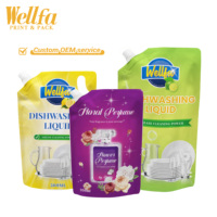 Sac Doypack de liquide alimentaire imprimé personnalisé 500ml 1L emballage de détergent à lessive shampooing savon liquide pour les mains recharge pochette à bec