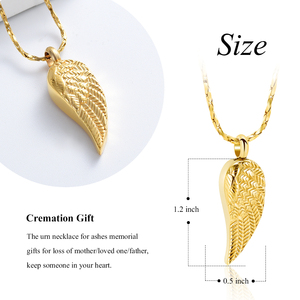 Collier d'urne funéraire aile d'ange pour femmes hommes pendentif d'urne en acier inoxydable porte-cendres bijoux commémoratifs - Product Image 3