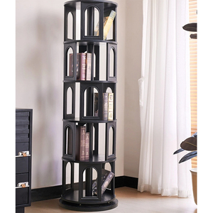 Estantería Giratoria de 360 Grados de Madera Maciza para Sala de Estar de Apartamento Moderno, Estantería <span class=keywords><strong>Circular</strong></span> de Pie para 5 Pisos - Product Image 3