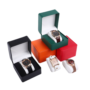 Boîte de rangement pour montres en cuir carrée vintage, avec coussin en velours amovible, boîte cadeau pour montre, pour cadeau d'affaires ou d'anniversaire - Product Image 1