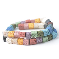 Cube de pierre de lave volcanique naturelle, carré, 8mm, artisanat en vrac, lot de perles pour la fabrication de bijoux, accessoire de pendentif de bracelet à bricoler soi-même