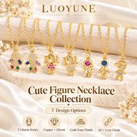 LUOYUNE – collier avec pendentif en cuivre plaqué or et zircon, 7 styles, chaîne de 45 + 5cm, bijoux colorés, cadeau pour femmes et filles