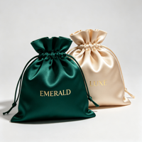 Sac en soie personnalisé avec logo de marque, sac en satin, sac à poussière en soie de luxe, pochette à cordon en satin pour emballage de petits cadeaux souvenirs