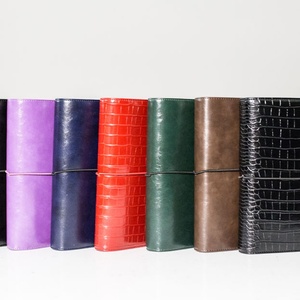 Gold 6 Ring Loose-Leaf A5 <strong>Red</strong> <strong>Croc</strong> Vegan PU Leather Planner Notebook Journal Hard Cover - Product Image 4