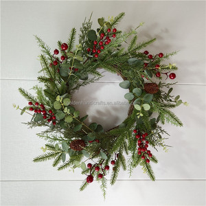 Qslh Ti447 Tùy Chỉnh 20 Inch Màu Đỏ Berry Mix Thông Vòng Hoa Trang Trí Giáng Sinh Cửa Vòng Hoa Giáng Sinh Vòng Hoa Cho Cửa Tường Xmas <span class=keywords><strong>Tree</strong></span> - Product Image 3