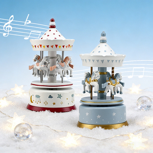 Caja Musical de Carrusel con Caballo de Cuerda, Romántica para San Valentín, Boda, Regalo Romántico - Product Image 1
