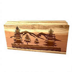 Adult Wood Cremation Urn - Nature Wilderness Forest <b>Trees</b> Redwoods Urn With Free Velvet <b>Bag</b> - Product Image 1