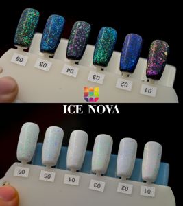 ICE NOVA Peacock Gel Polish Glitter Shimmer Colorful 3D Designer One Step Material de metal magnético orgánico Muestra gratis MOQ bajo - Product Image 5
