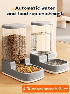 Mangeoire automatique pour animaux de compagnie de grande capacité 4L distributeur d'eau débranché <span class=keywords><strong>7</strong></span> jours pour chats chiens avec bols anti-déversement - Product Image 2