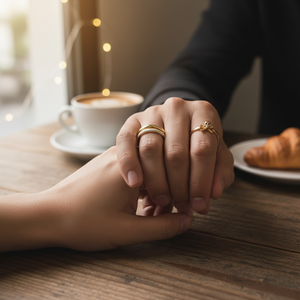 Vendita calda Tending Moda Coppia Anelli Asscher Taglio di pietre preziose teschio croce semplice da uomo gioielli con placcatura in oro intarsio all'ingrosso - Product Image 3