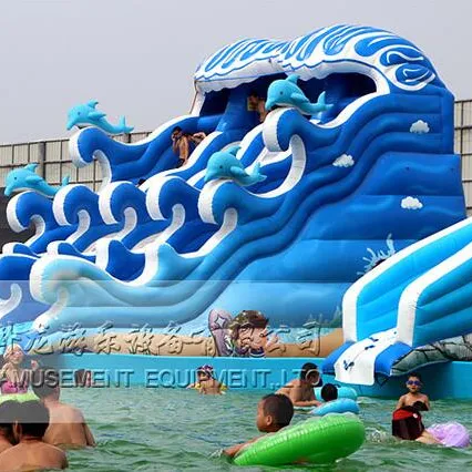 Adults and kids Courtyard rental inflatable water slide blue dual slip and slide with pool for sale inflatable water slide