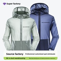 A615 Zomer Outdoor Unisex Snel Droogende Ademend Zonnebeschermende 100% Nylon Windjack met Rits en Bedrukt Logo