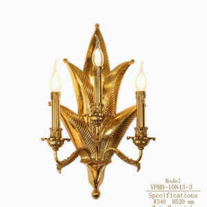 Applique murale en cuivre motif feuille d'érable, avec incrustation feuille de palmier et motif veiné de cuivre, luminaire bougie décoratif pour fond de club - Product Image 3