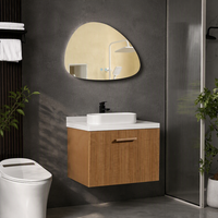Meuble-lavabo mural rectangulaire moderne en contreplaqué, écologique, avec miroir inclus