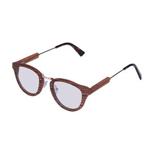 Gafas de Madera de Zebra de Moda 2024, Lentes Marrones Personalizadas con Bloqueo de Luz, Montura Redonda, Ecológicas - Product Image 1