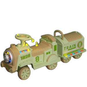 Cool Treinvormige Vierwielige Ride-On Auto Single/Dualdrive Accu-Aangedreven Elektrische Speelgoed Muziek Lichteffecten Veilig Voor Kinderen Jongens - Product Image 1