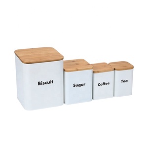 Home Storage Organization Kitchen Jars Storage Set Biscuit Tin Box Metal Food Container Tea Coffee Sugar Canister