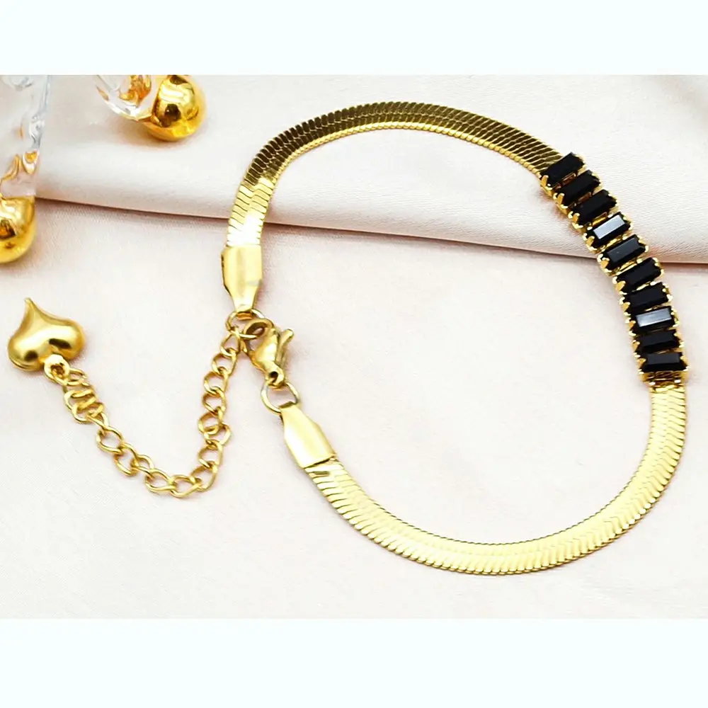 Bracciale regolabile in oro serpente bracciale in acciaio inossidabile placcato oro 18 carati