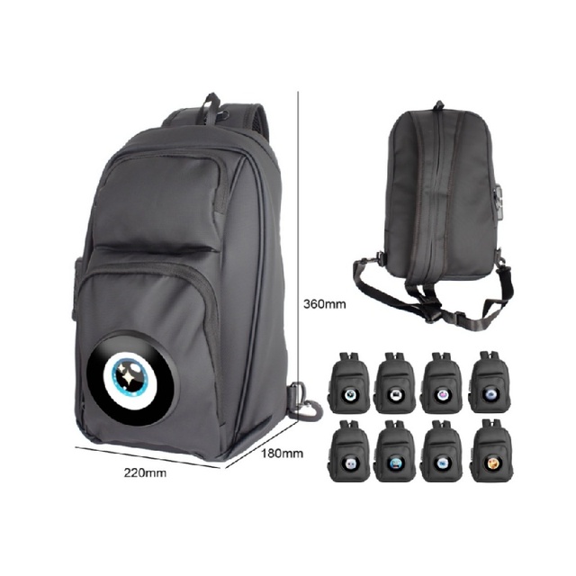 Outdoor Travel Backpack Loudspeakers 1.5'' Screen 10W BT 5.3 Wireless Bag Speaker 8 Expressions Touch Control Audio for Hiking