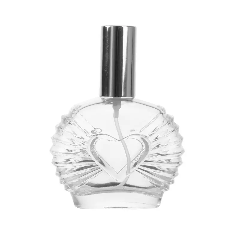 A forma di cuore trasparente con personalità a forma di speciale profumo di vetro sotto-bottiglie stampa tipo cosmetico bottiglia vuota flacone Spray