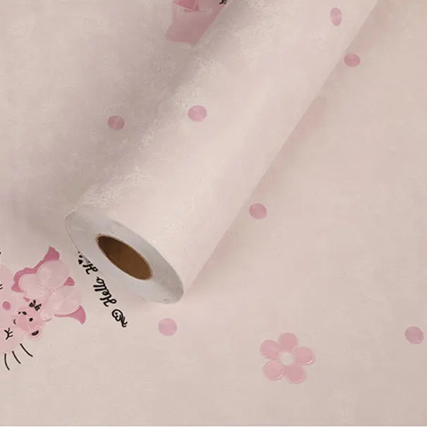 Jinyi — autocollant imprimé Hello Kitty, étiquette de décoration murale, joli Animal, chat, ecorce et bâton, papier peint adhésif