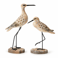 Figurine de mouette en bois vintage en gros, oiseau marin à longues pattes, ornement de style nautique pour la décoration de la maison, de la table à manger ou d'une étagère