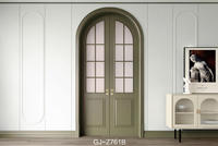 Portes d'entrée cintrées écologiques GUJIA en bois massif laqué, couleur crème clair, style français européen, pour salle de bain