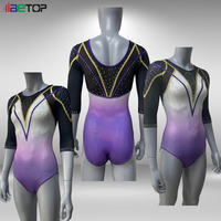 Justaucorps de gymnastique et de danse pour filles, personnalisés, élégants, avec strass, sans manches