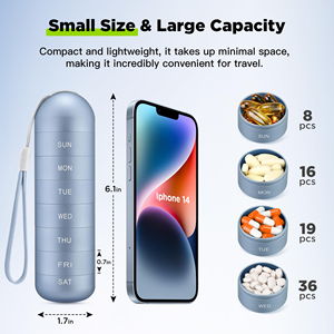 Customizable 7-Day Compact Aluminum Alloy Travel Pill <b>Box</b> Portable <b>Waterproof</b> Home <b>Storage</b> & Organization Medicine <b>Box</b> - Product Image 4