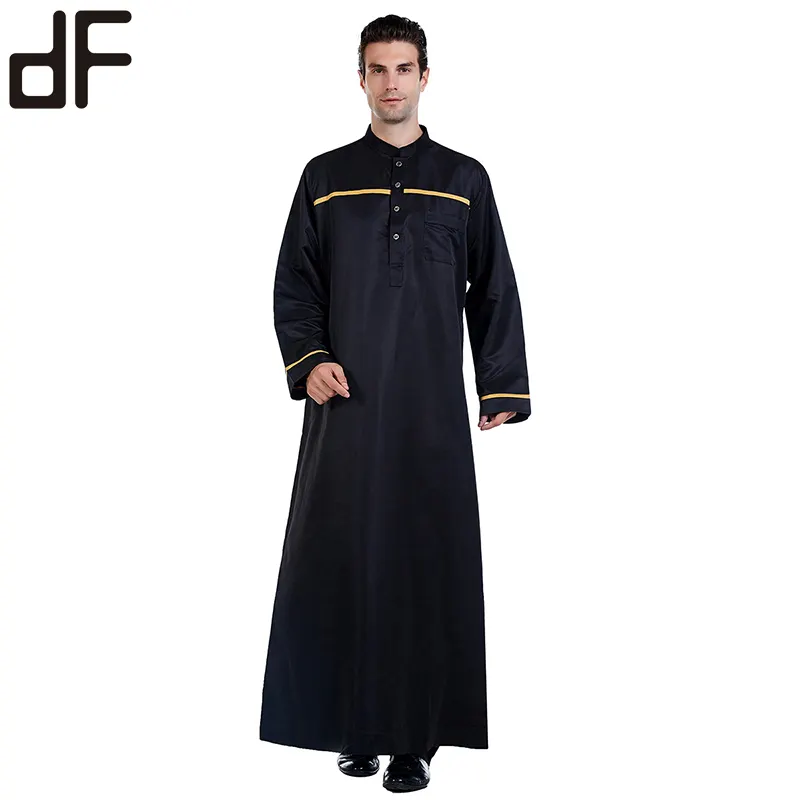 جديد وصول الثوب العربي ملابس مسلمة رجل ثوب مزيج القطن زر أسفل طوق الرجال الثوب قفطان kinara جبة الرجال الثوب