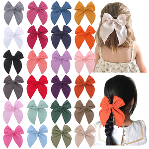 Grandi fermagli per capelli a fiocco in cotone e lino per neonate, bambine, ragazze e donne, con clip a coccodrillo, accessori. - Product Image 1