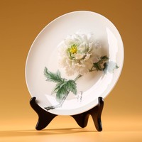 Assiette décorative en céramique peinte à la main, style chinois, pivoine, ornement pour la maison, décoration de salon, armoire à vin, meuble TV, étagère Bo-gu