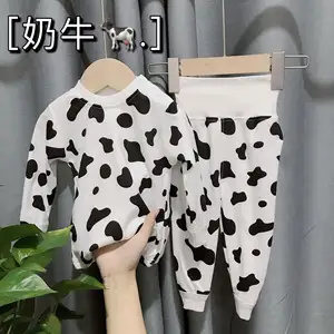 2022 Kinder Baumwolle Pyjamas Sets Wintermantel Warme Baby Mädchen Jungen Kleidung Cartoon Kinder Nachtwäsche Langarm Tops Hosen 2St