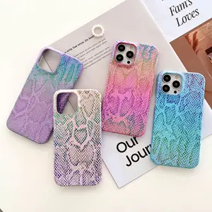 Luxury Laser Design Snake Skin Leather Phone Case For iPhone 14 Pro Max 13 12 11 Pro Max Protective Cover