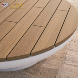 Nouveau banc artistique en béton UHPC GRC pour extérieur, avec plateau en bois, pour l'aménagement paysager - Product Image 2