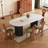 Mesa de comedor de cocina negra moderna con patas ovaladas de madera maciza Juego de comedor para el hogar que incluye 8 sillas