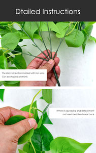 Plantas Artificiales Colgantes, <span class=keywords><strong>Epipremnum</strong></span> <span class=keywords><strong>Aureum</strong></span> Artificial Colgante, Hiedra Artificial Verde para Decoración - Product Image 6