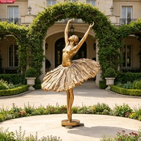 Sculpture de ballerine en bronze grandeur nature YOUFINE, statue élégante de danseuse de ballet pour jardin et parc