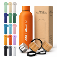 Bouteille d'eau personnalisée en acier inoxydable de 500 ml, à double paroi, isolée sous vide, avec peinture caoutchoutée mate et logo, pour cadeaux d'entreprise