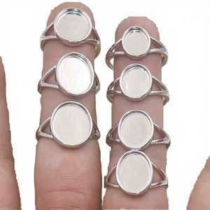 Anillo de Plata de Ley Bañado en Oro con Engaste Semimontado en Barra para Incrustaciones de 8*10/10*12/10*13/11*13/11*14/12*15mm - Product Image 2