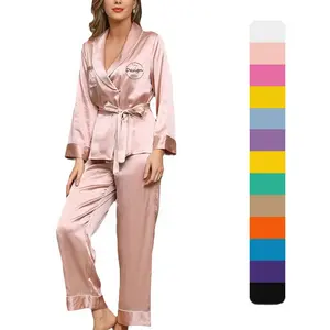 Custom Women's Clothing Sexy Pajamas Lounge Wear Satin Pajamas Western Fashion Design Silk Pajamas For Woman Set