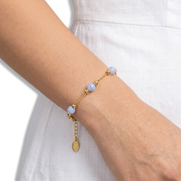 Pulsera de Cadena de Acero Inoxidable Impermeable Estilo Nacional con Cuentas Redondas de Piedra Natural y Opciones de Gemas Multicolor