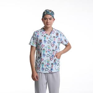 Commercio all'ingrosso di alta qualità in cotone saia 100% medico infermiere ospedale uniforme Scrub set da uomo alla moda medico uniforme - Product Image 4