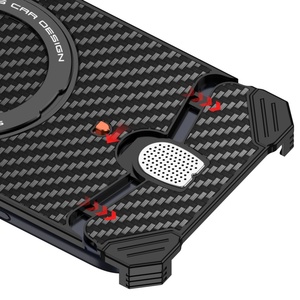 Custom Carbon Fiber Texture Metal <b>Phone</b> Case for iPhone 17 Pro Max With 360° Magnetic <b>Ring</b> Stand Frameless Shockproof Cover - Product Image 3