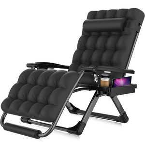 Silla Reclinable para Exteriores con Cojín Extraíble, Reposacabezas, Portavasos y Reposapiés, Silla de Gravedad Cero, Precios al por Mayor - Product Image 1