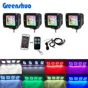 Barras de Luz Led 4 pak 4 12v Pods lampu kerja Rgb untuk truk Jeep Offroad