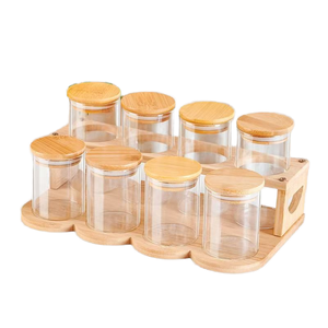 Tùy Chỉnh Kích Thước Thủy Tinh Hiện Đại Lưu Trữ Jar Với Keo Gỗ Tre Nắp Bìa Cho Việc Lưu Trữ Các Hạt Trái Cây Sấy Khô Trà Mật Ong Nhà Bếp Thiết Lập - Product Image 2