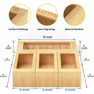 Bamboo and wood cling film <b>storage</b> <b>boxes</b>, <b>kitchen</b> drawer self-sealing bag organizers, food bags, garbage bags, drawer <b>storage</b> - Product Image 2
