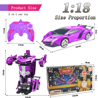 Robot Mobil Transformer Ungu Hot Sale, Kendaraan Induksi 2 in 1, Remote Control, Putaran 360 Derajat